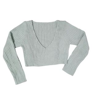 V-Neck Cropped Sweater